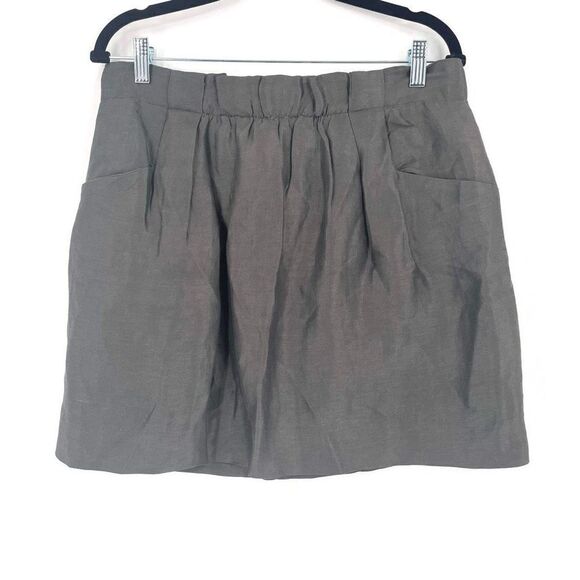 Vintage J. Crew Linen Silk Blend Skirt Pockets Gray Size 8 medium - Picture 1 of 10